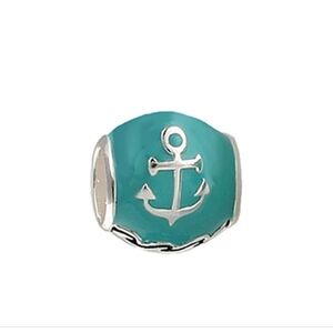 JASON & CO. STERLING SILVER ANCHOR-BLUE ENAMEL BEAD